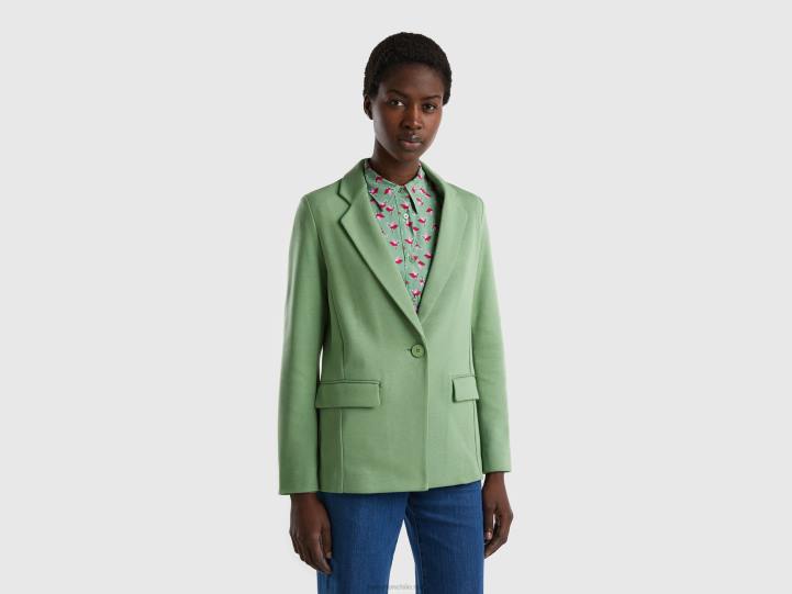 blazer ajustado con bolsillos NHBF274 verde mujer Benetton