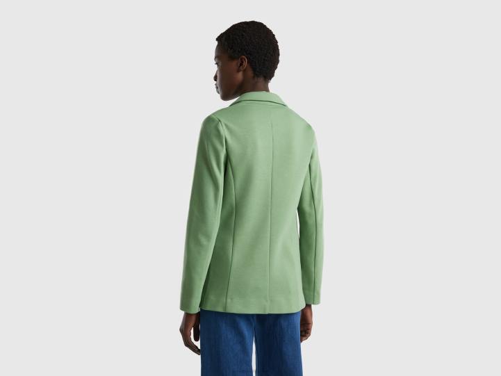 blazer ajustado con bolsillos NHBF274 verde mujer Benetton