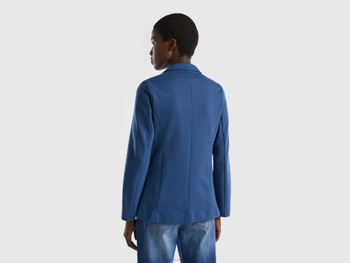 blazer ajustado con bolsillos NHBF3738 azul mujer Benetton