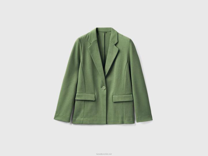 blazer ajustado con bolsillos NHBF3748 verde mujer Benetton