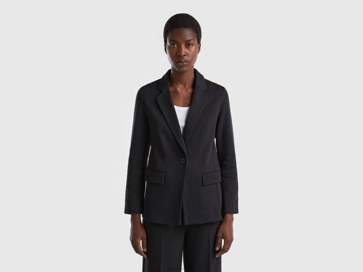blazer ajustado con bolsillos NHBF3751 negro mujer Benetton