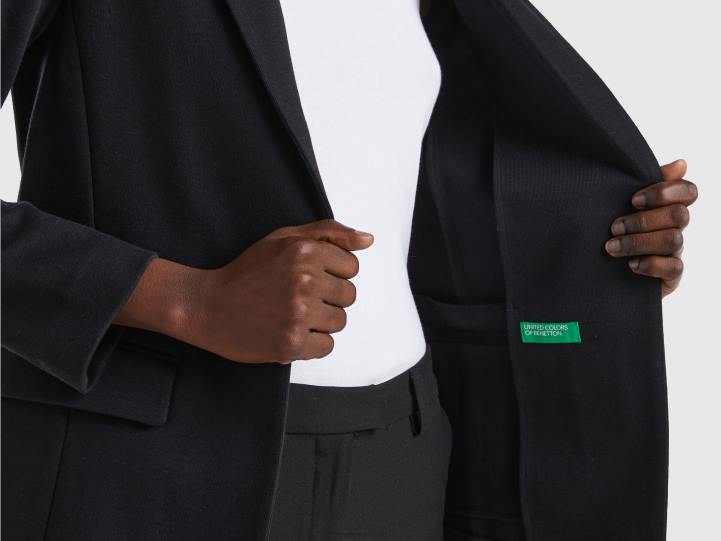 blazer ajustado con bolsillos NHBF3751 negro mujer Benetton