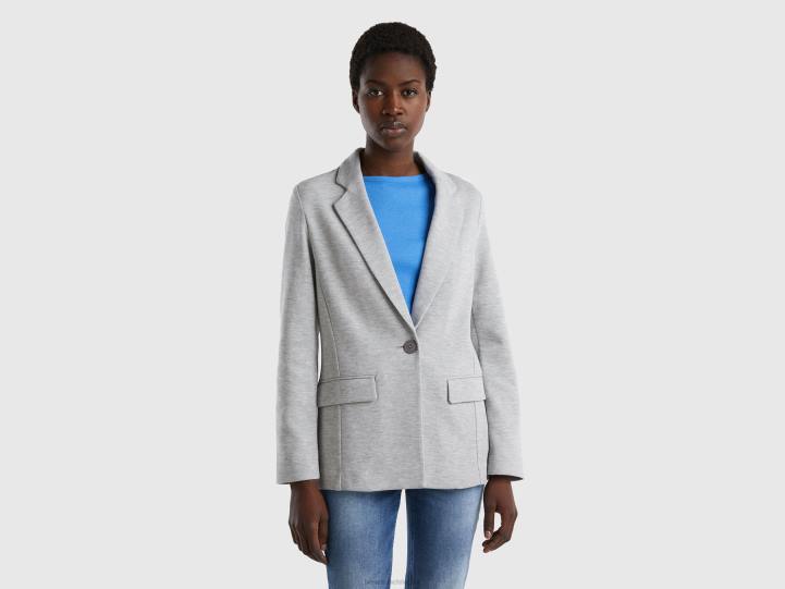 blazer ajustado con bolsillos NHBF3752 gris claro mujer Benetton