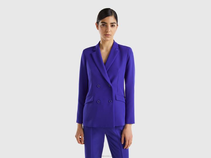 blazer con doble botonadura NHBF253 azul brillante mujer Benetton