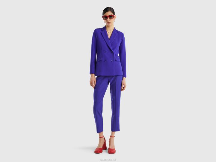 blazer con doble botonadura NHBF253 azul brillante mujer Benetton