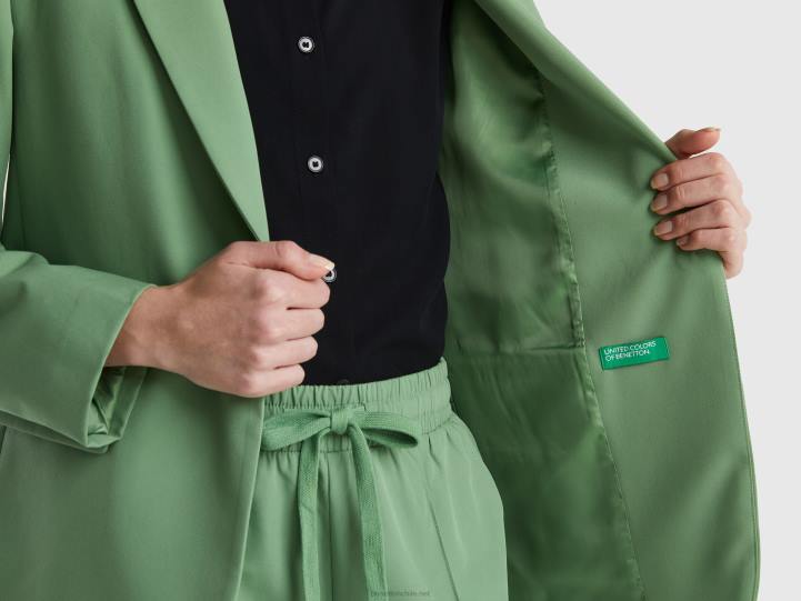 blazer fluido con forro NHBF242 verde mujer Benetton