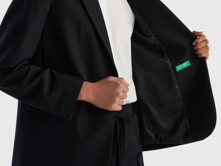 blazer fluido con forro NHBF260 negro mujer Benetton