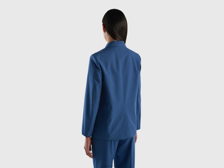 blazer fluido con forro NHBF261 azul mujer Benetton