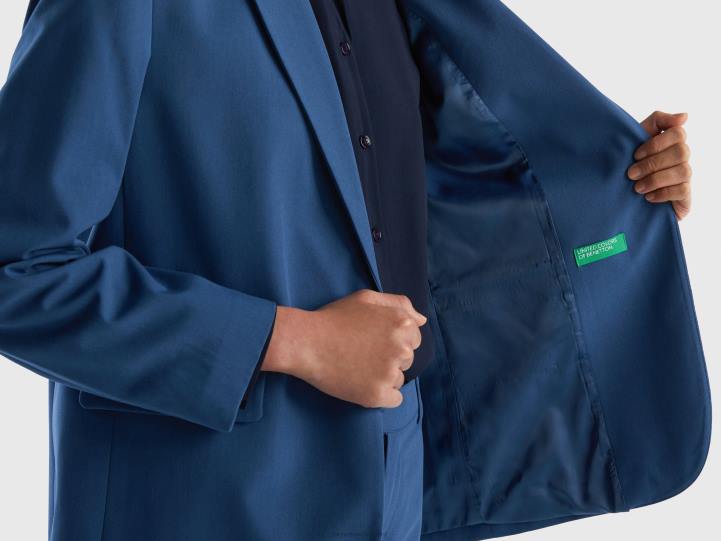 blazer fluido con forro NHBF261 azul mujer Benetton