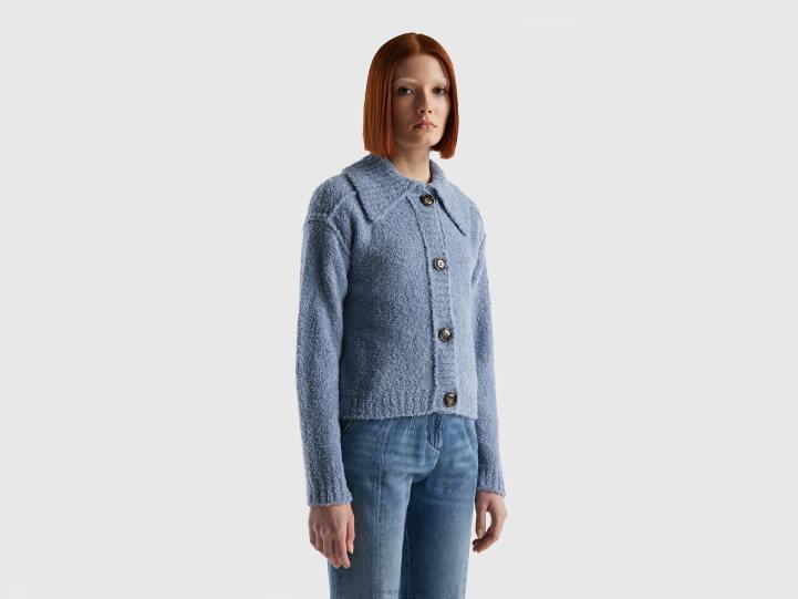 chaqueta en hilo bouclã© NHBF263 bígaro mujer Benetton