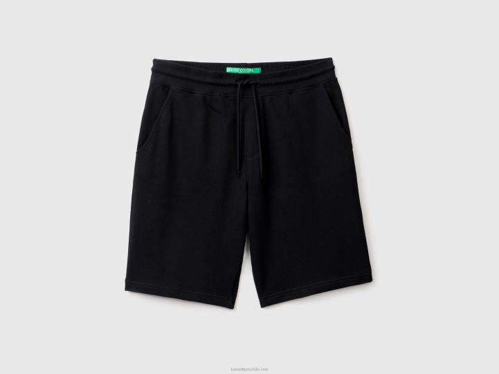 Bermudas de punto 100% algodón NHBF4646 negro mujer Benetton