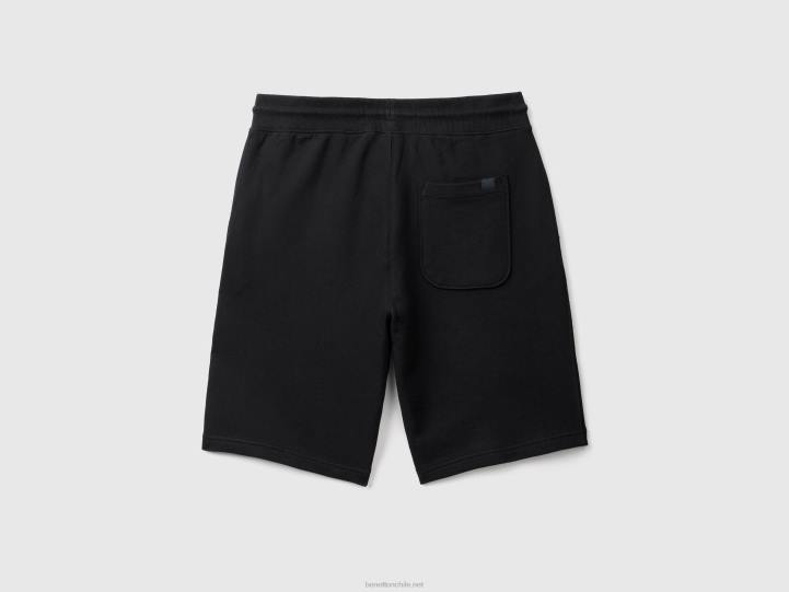 Bermudas de punto 100% algodón NHBF4646 negro mujer Benetton