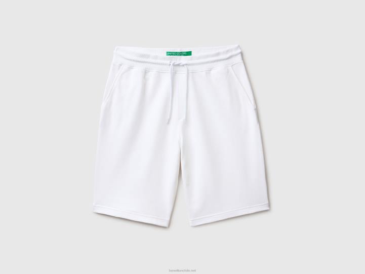 Bermudas de punto 100% algodón NHBF4664 blanco mujer Benetton