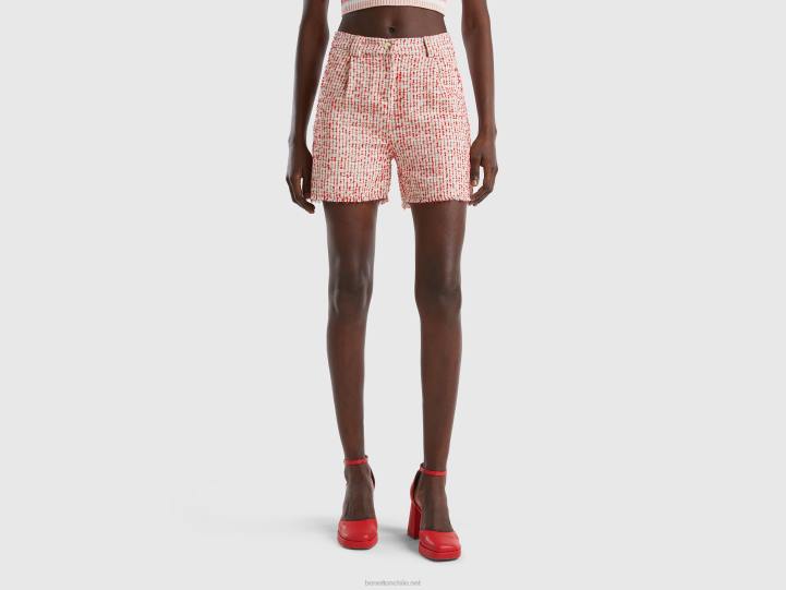pantalones cortos de tweed NHBF4073 rosa mujer Benetton