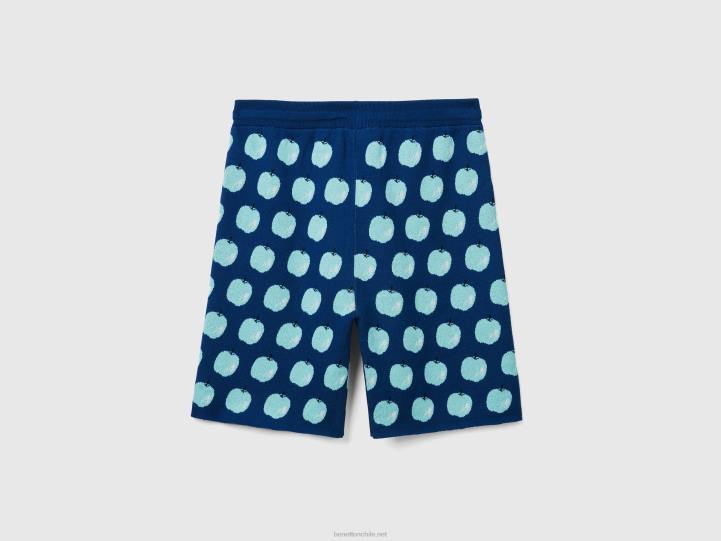bermudas azules con estampado de manzanas NHBF1428 azul mujer Benetton