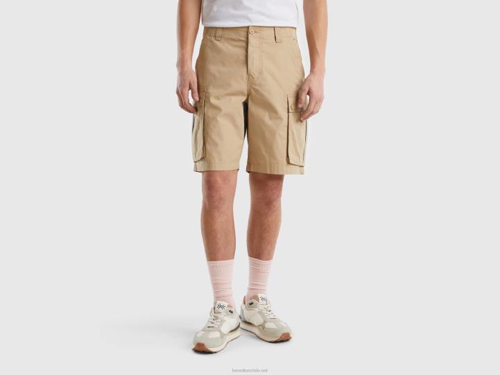bermudas cargo en puro algodón NHBF1427 beige mujer Benetton