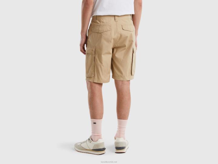 bermudas cargo en puro algodón NHBF1427 beige mujer Benetton