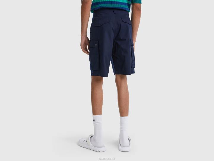 bermudas cargo en puro algodón NHBF1447 azul oscuro mujer Benetton