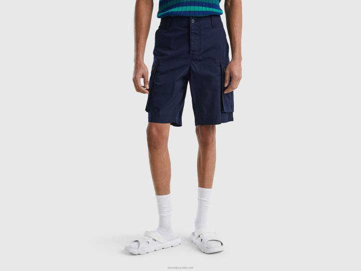 bermudas cargo en puro algodón NHBF4642 azul oscuro mujer Benetton