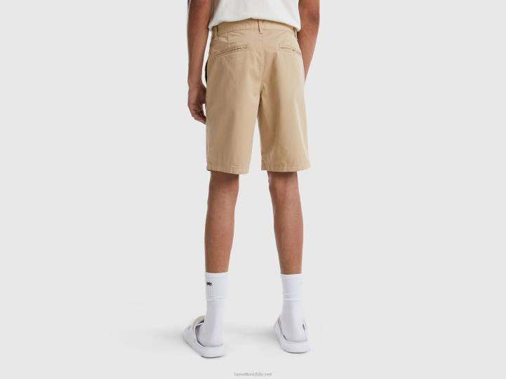 bermudas chinas de algodón elástico NHBF4624 beige mujer Benetton