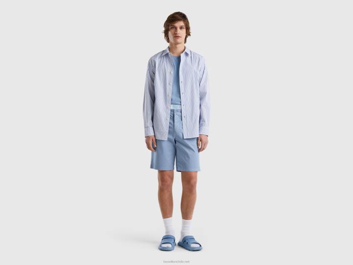 bermudas chinas de algodón elástico NHBF4636 fuerza aérea azul mujer Benetton