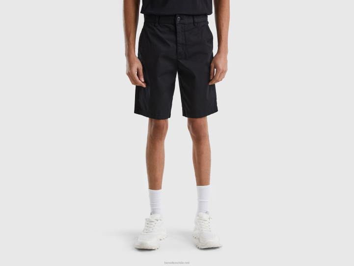 bermudas chinas de algodón elástico NHBF4650 negro mujer Benetton