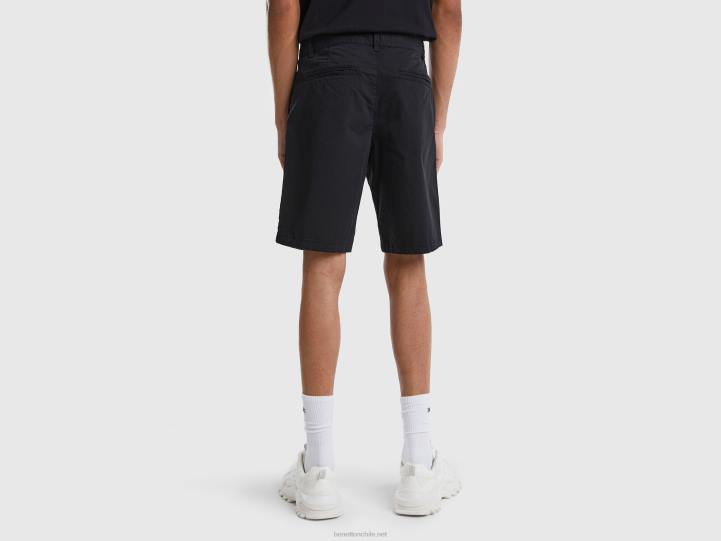 bermudas chinas de algodón elástico NHBF4650 negro mujer Benetton