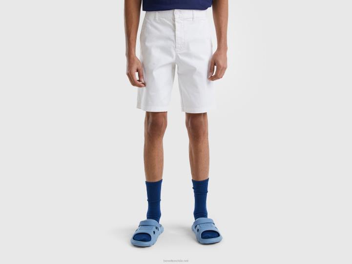 bermudas chinas de algodón elástico NHBF4661 blanco mujer Benetton