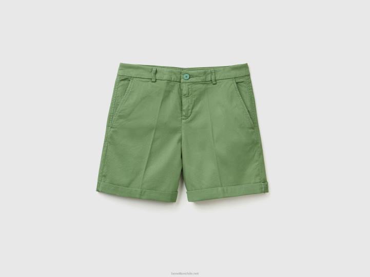 bermudas de algodón elástico NHBF4080 verde mujer Benetton