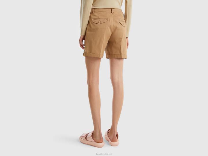 bermudas de algodón elástico NHBF4112 camello mujer Benetton