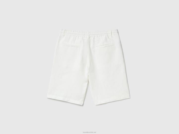 bermudas en lino 100% NHBF1452 Blanco crema mujer Benetton