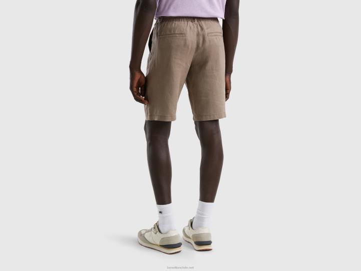 bermudas en lino 100% NHBF1458 paloma gris mujer Benetton