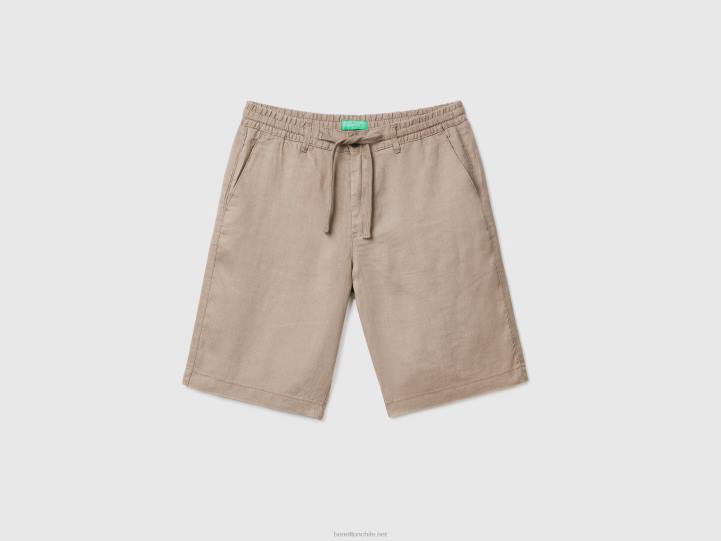 bermudas en lino 100% NHBF4653 paloma gris mujer Benetton