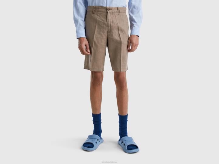 bermudas en puro lino NHBF4658 paloma gris mujer Benetton