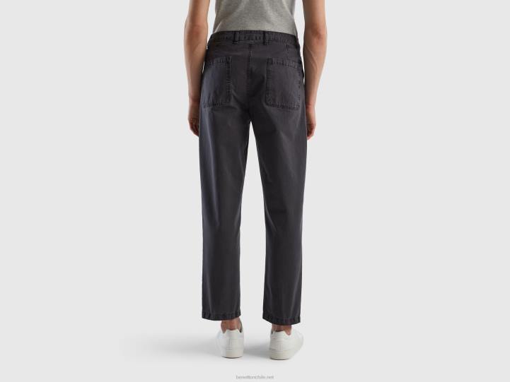 chinos con entrepierna caída NHBF1420 gris oscuro mujer Benetton