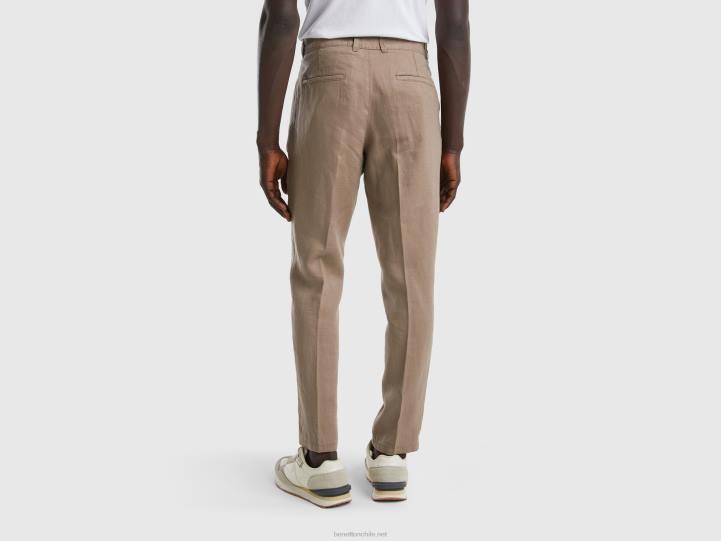 chinos en puro lino NHBF1459 paloma gris mujer Benetton