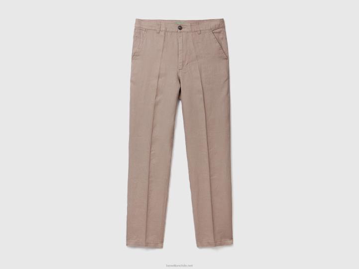 chinos en puro lino NHBF1459 paloma gris mujer Benetton