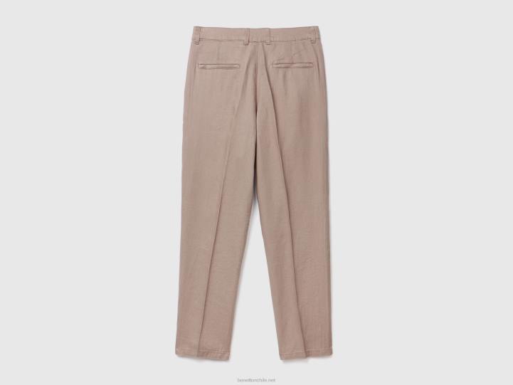 chinos en puro lino NHBF1459 paloma gris mujer Benetton