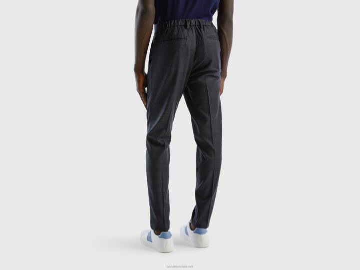 chinos fluidos príncipe de gales NHBF1429 gris mujer Benetton