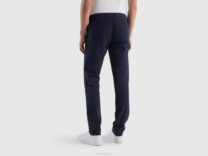 chinos slim fit de algodón elástico NHBF4611 azul oscuro mujer Benetton