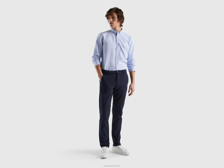 chinos slim fit de algodón elástico NHBF4611 azul oscuro mujer Benetton