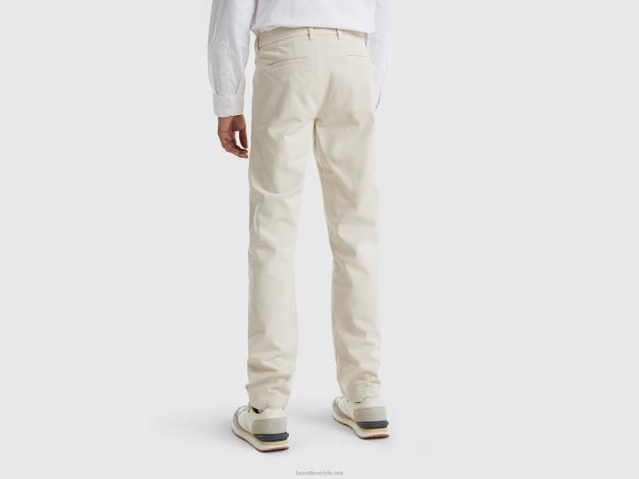 chinos slim fit de algodón elástico NHBF4639 beige mujer Benetton