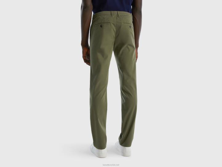 chinos slim fit verdes NHBF4625 verde militar mujer Benetton