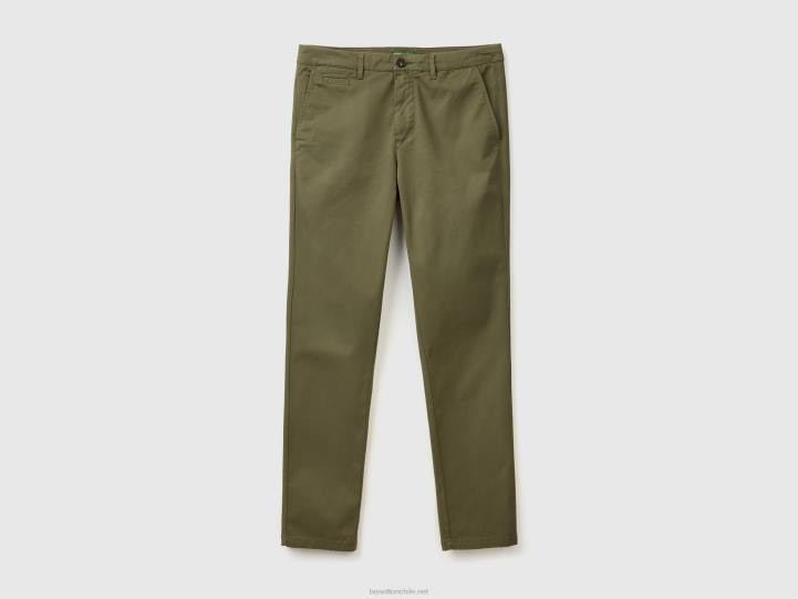 chinos slim fit verdes NHBF4625 verde militar mujer Benetton