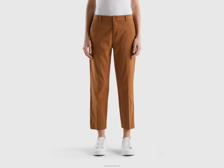 chinos tobilleros de algodón elástico NHBF4070 beige mujer Benetton