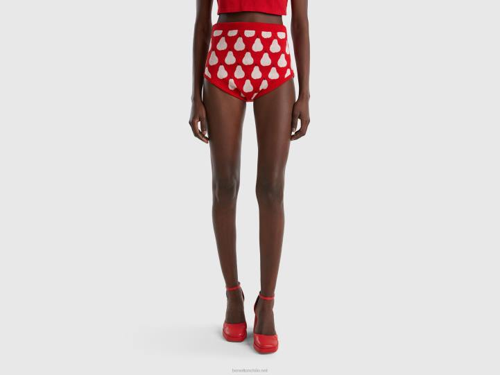 culottes rojos con estampado de peras NHBF4071 rojo mujer Benetton