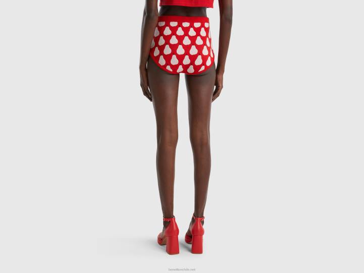 culottes rojos con estampado de peras NHBF4071 rojo mujer Benetton