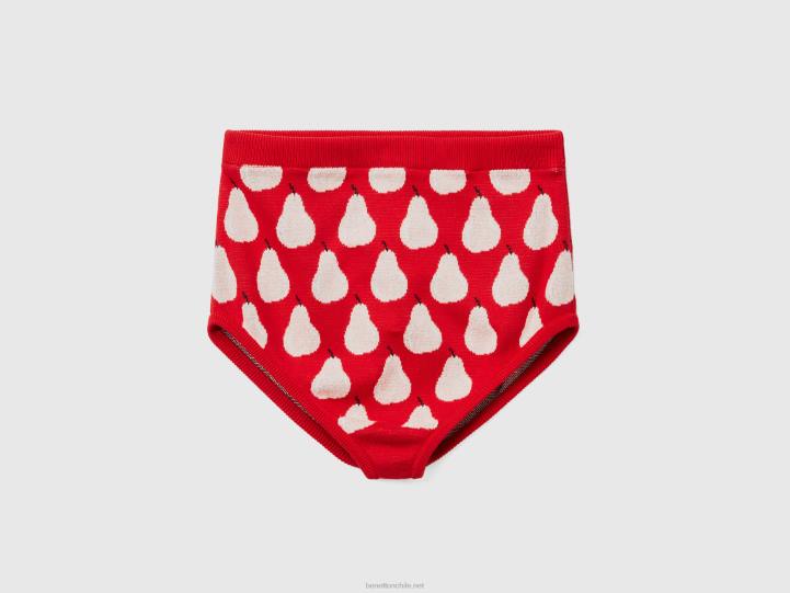 culottes rojos con estampado de peras NHBF4071 rojo mujer Benetton