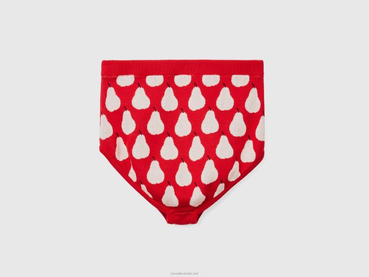 culottes rojos con estampado de peras NHBF4071 rojo mujer Benetton