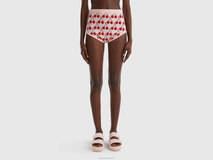 culottes rosas con estampado de cerezas NHBF618 rosa mujer Benetton